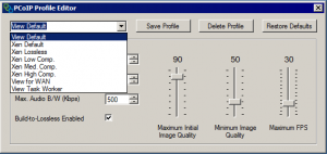 Profile selection within the editor window